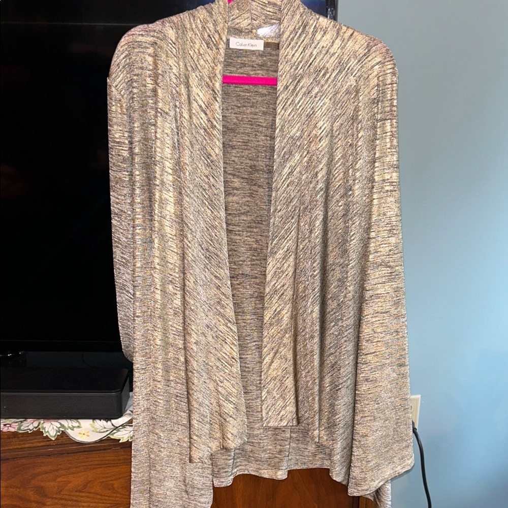 Calvin Klein GOLD & BLACK Women’s Cardigan Size LARGE - NEVER WORN W/O tags.